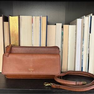 Fossil - Tan Leather Clutch/Crossbody Bag